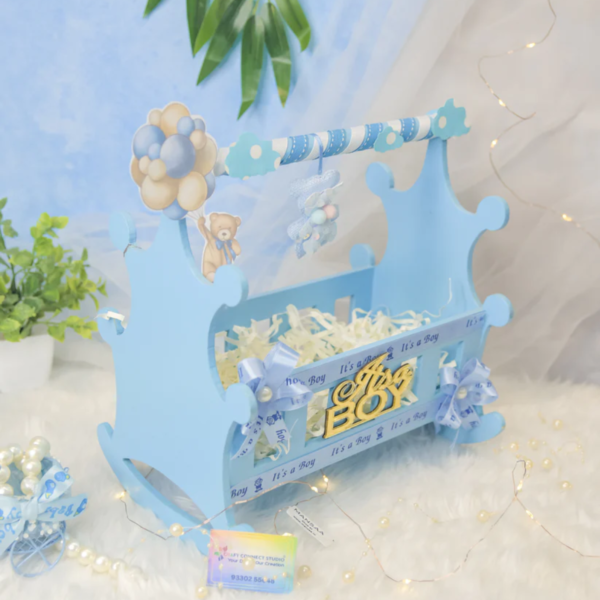 Baby Blue Painted Cot Hamper