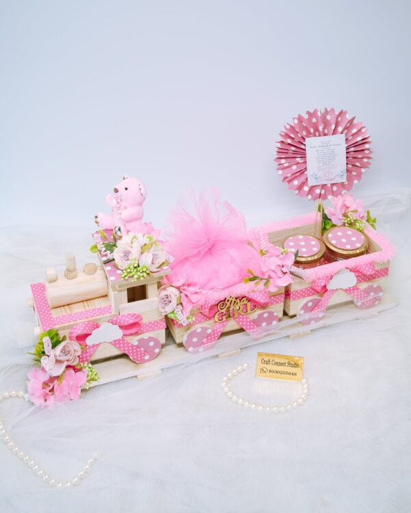 Baby Girl Theme Pinewood Train Hamper - Image 4