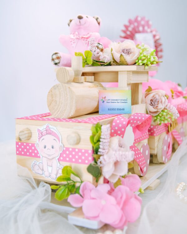 Baby Girl Theme Pinewood Train Hamper - Image 2