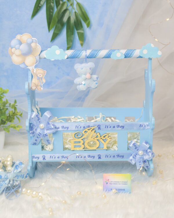 Baby Blue Painted Cot Hamper - Image 8