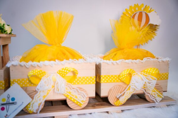 Yellow Neutral Theme Pinewood Train Hamper - Image 5