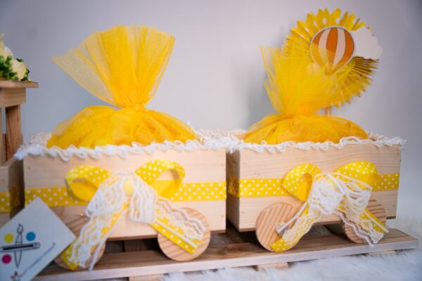 Yellow Neutral Theme Pinewood Train Hamper - Image 6