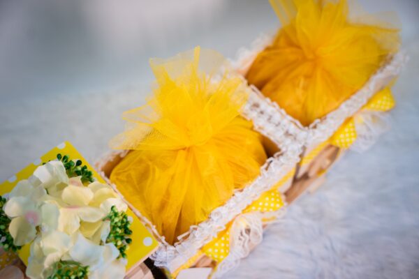 Yellow Neutral Theme Pinewood Train Hamper - Image 4