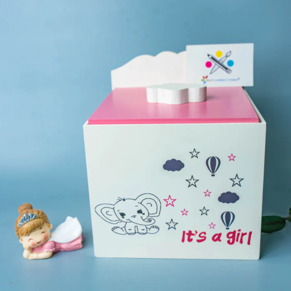 Baby Girl Elephant Theme Painted MDF Box