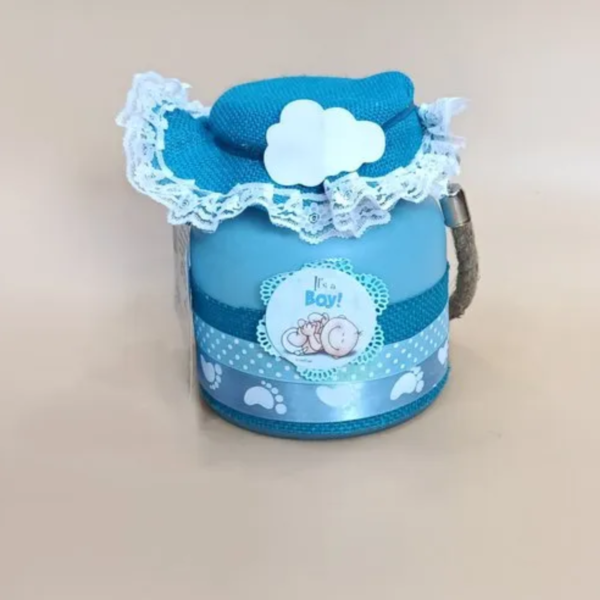 Baby Boy Announcement Glass Jar