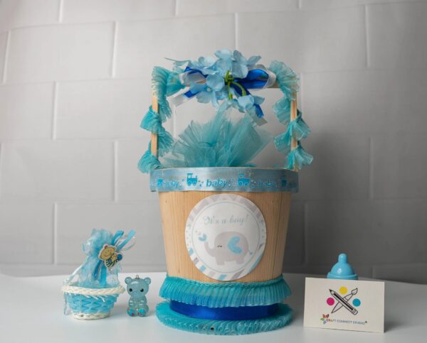 Baby Announcement Pinewood Bucket Hamper - Image 5