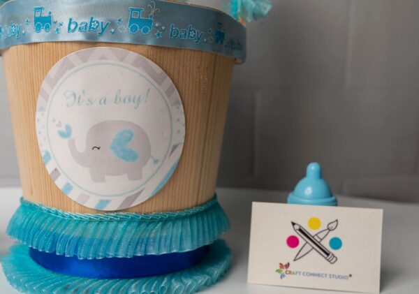 Baby Announcement Pinewood Bucket Hamper - Image 4