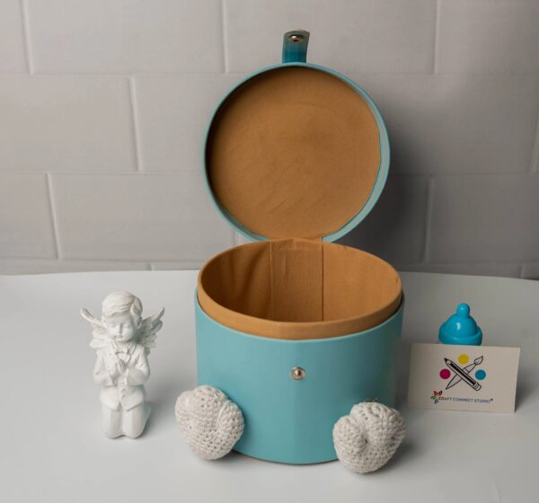 Baby Blue Leatherite Boxes on Crochet Toys - Image 3