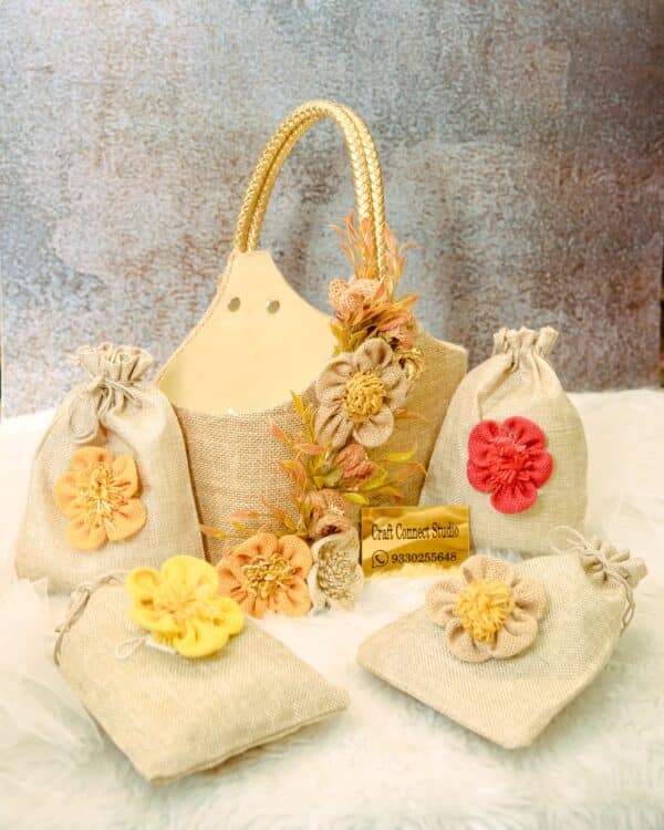 Jute Bag with Jute Potlis for Diwali - Image 5