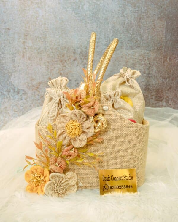 Jute Bag with Jute Potlis for Diwali - Image 3