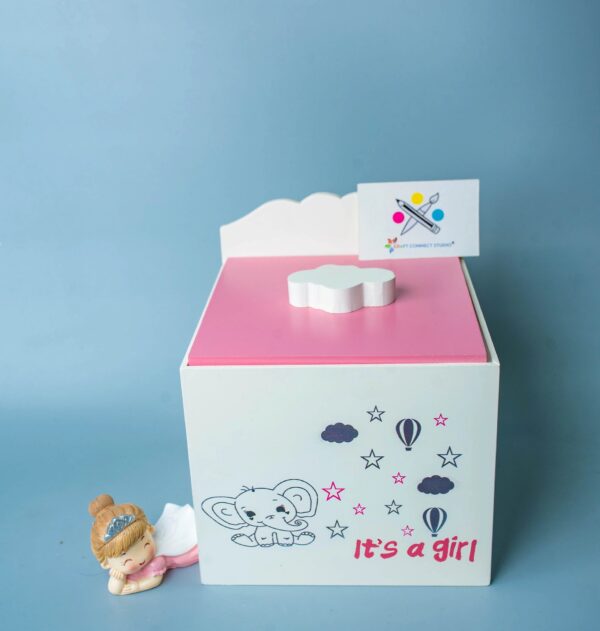 Baby Girl Elephant Theme Painted MDF Box - Image 6