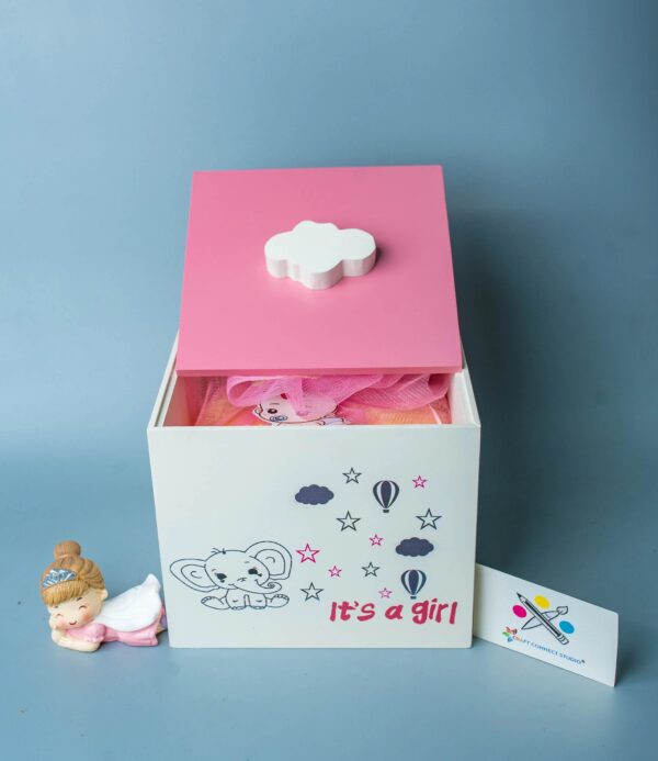 Baby Girl Elephant Theme Painted MDF Box - Image 5