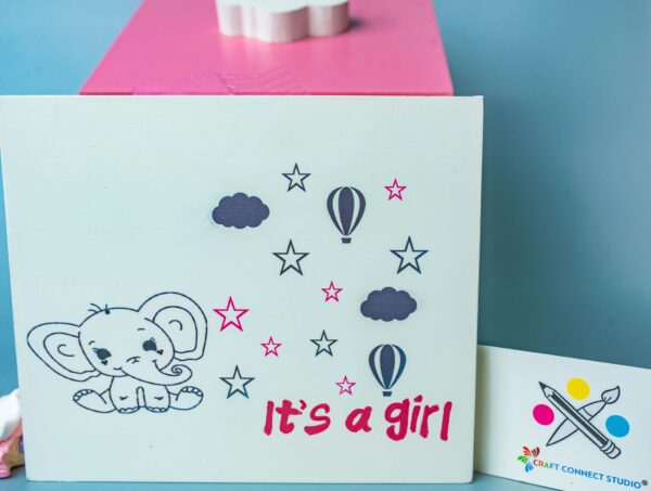 Baby Girl Elephant Theme Painted MDF Box - Image 4