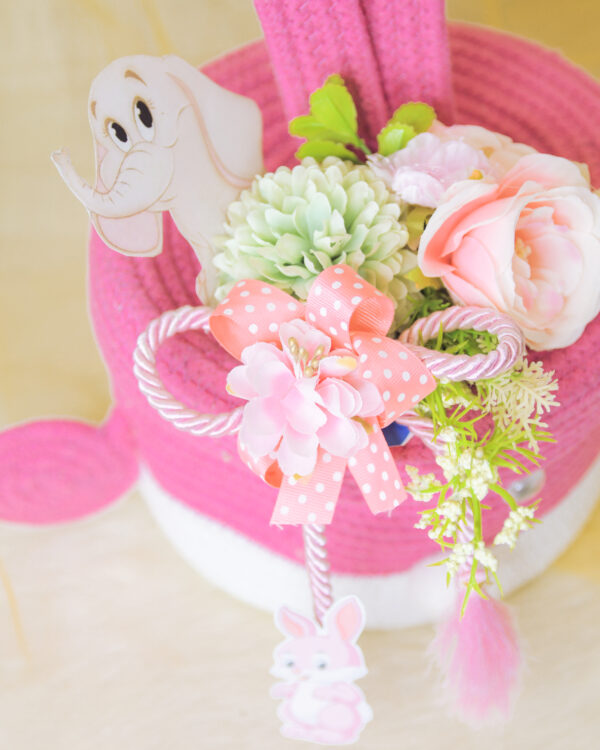 Pink Bunny Cotton Rope Baskets - Image 4