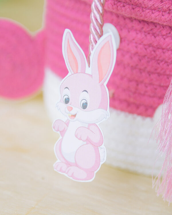 Pink Bunny Cotton Rope Baskets - Image 3