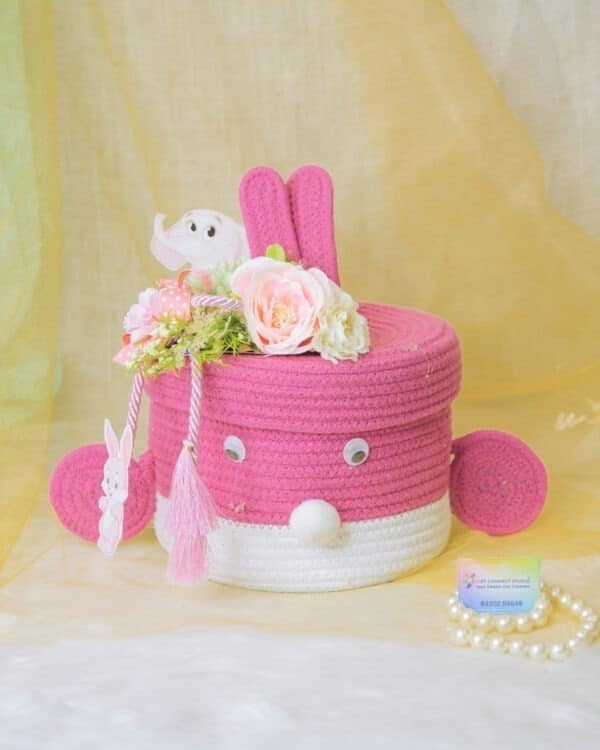 Pink Bunny Cotton Rope Baskets