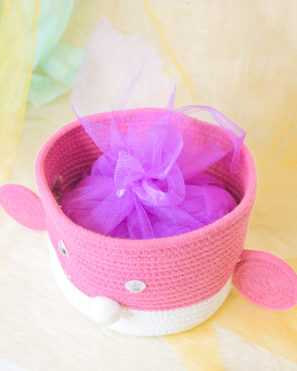 Pink Bunny Cotton Rope Baskets - Image 2