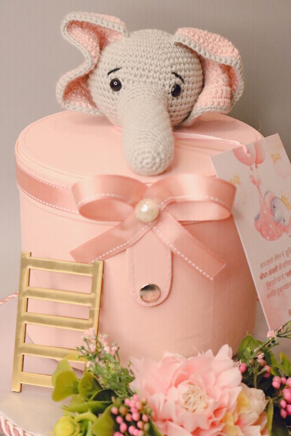 Pink Round Leatherite Crochet Toy Hamper - Image 7