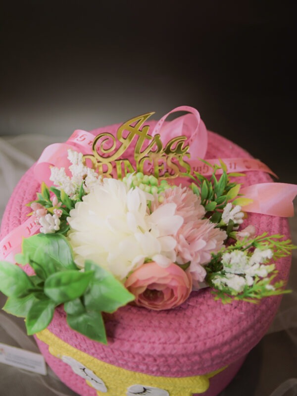 Pink Cotton Rope Fox Design Basket - Image 4