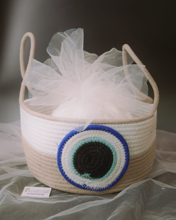 Brown Evil Eye Cotton Rope Basket