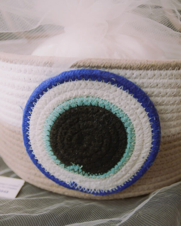 Brown Evil Eye Cotton Rope Basket - Image 3