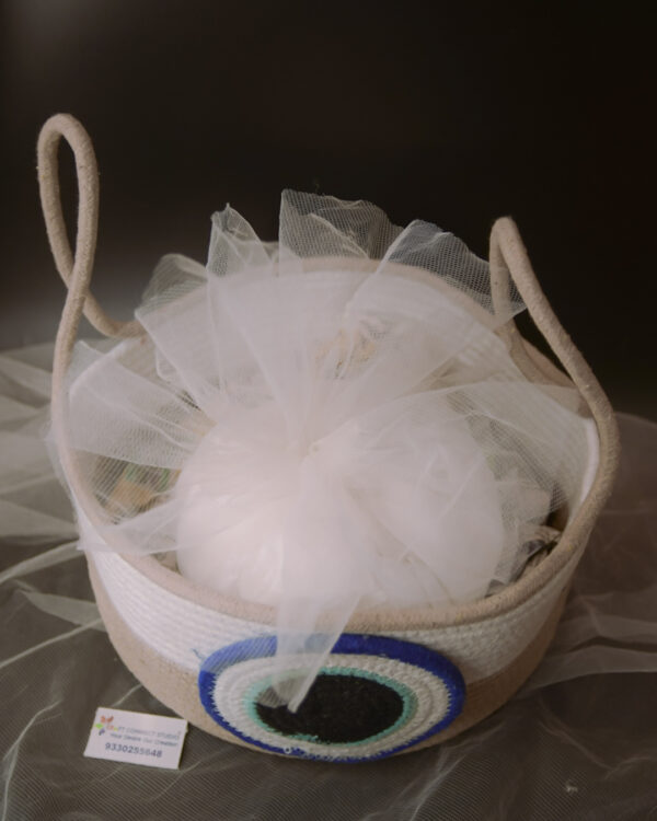 Brown Evil Eye Cotton Rope Basket - Image 5