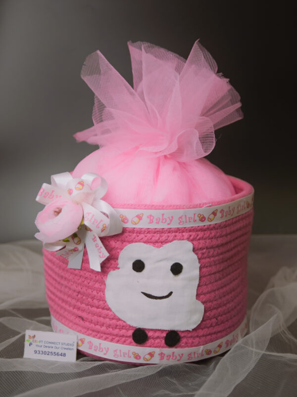 Pink Smiley Cotton Rope Basket