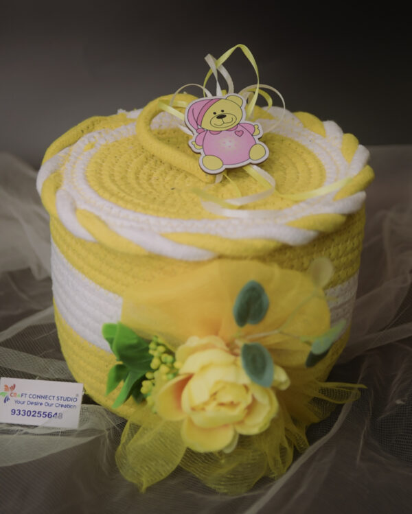 Yellow Cotton Rope Basket with Lid