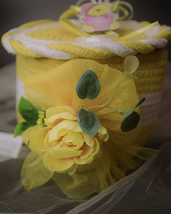 Yellow Cotton Rope Basket with Lid - Image 2