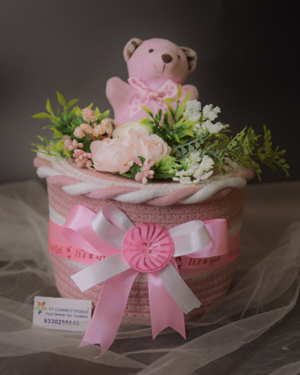 Pink Cotton Rope Basket - Image 2