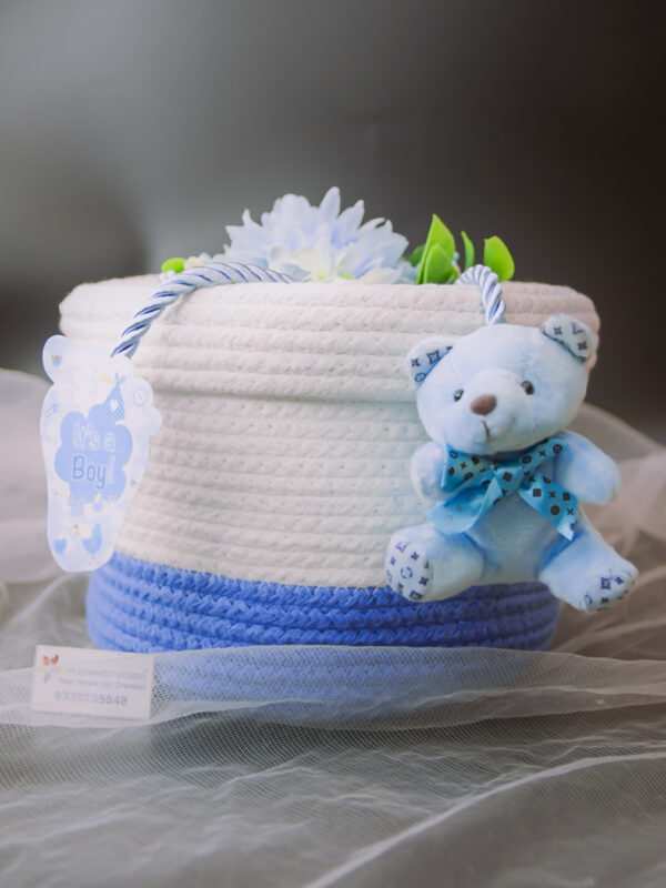 Light Blue Round Cotton Rope Baskets - Image 2