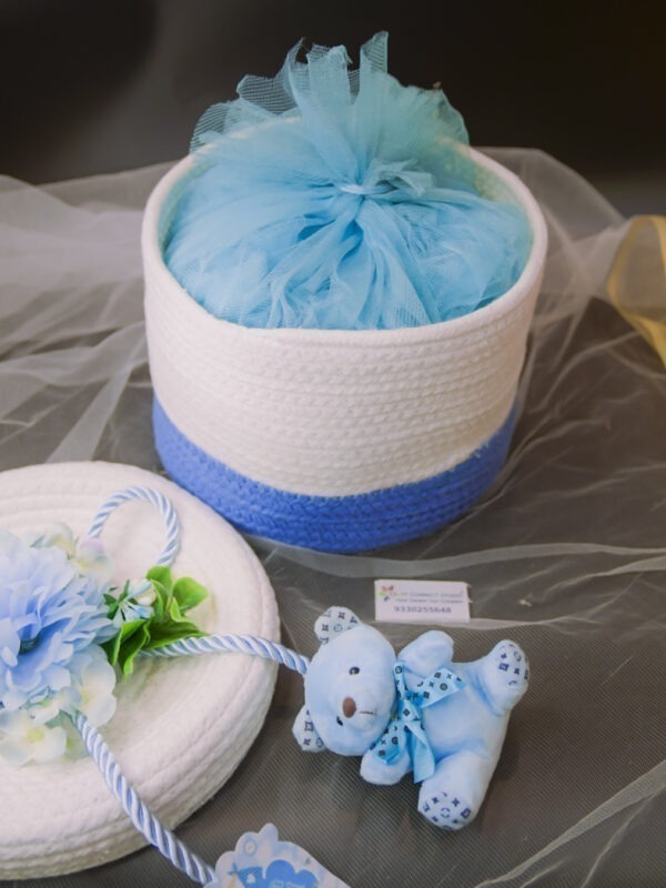 Light Blue Round Cotton Rope Baskets - Image 7