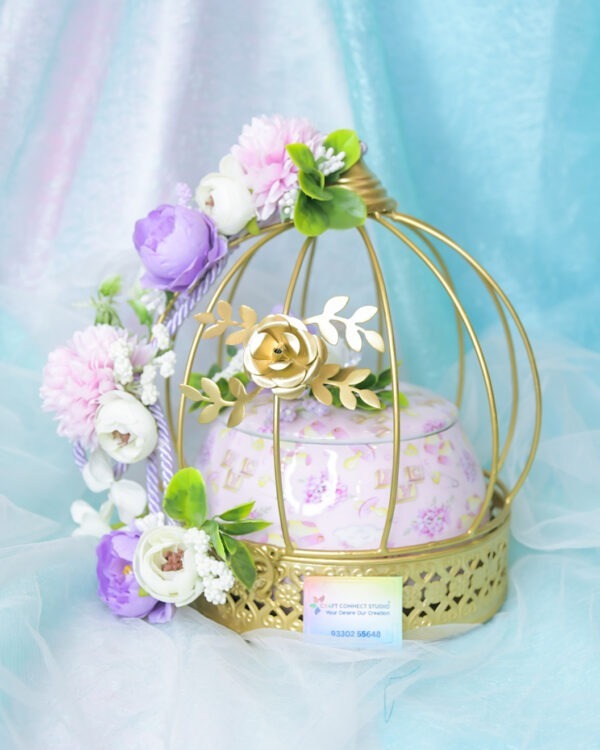 Metal Cage Printed Jar Hamper