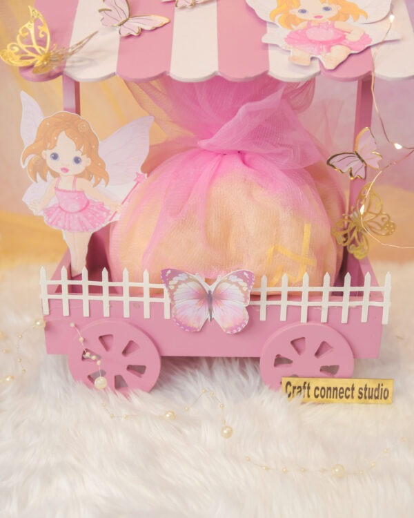 Pink Painted Cart Hamper - Image 2