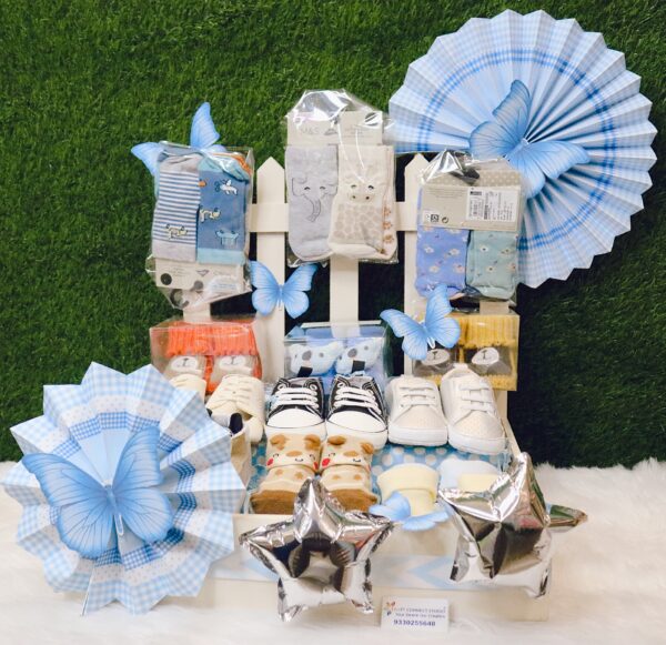 Painted White Fencing Tray Baby Trousseau Hamper