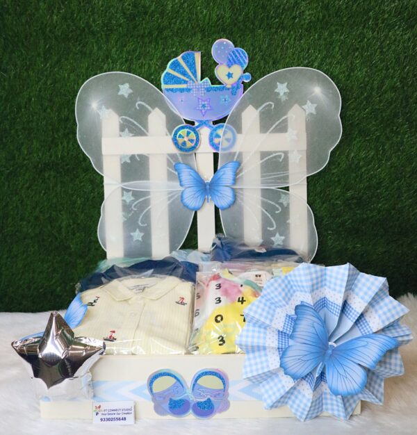 Painted White Fencing Tray Baby Trousseau Hamper - Image 2