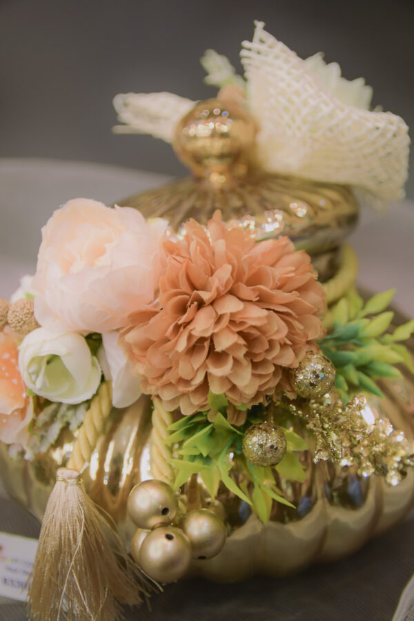 Medium Size Pumpkin Copper Glass Jar - Image 3