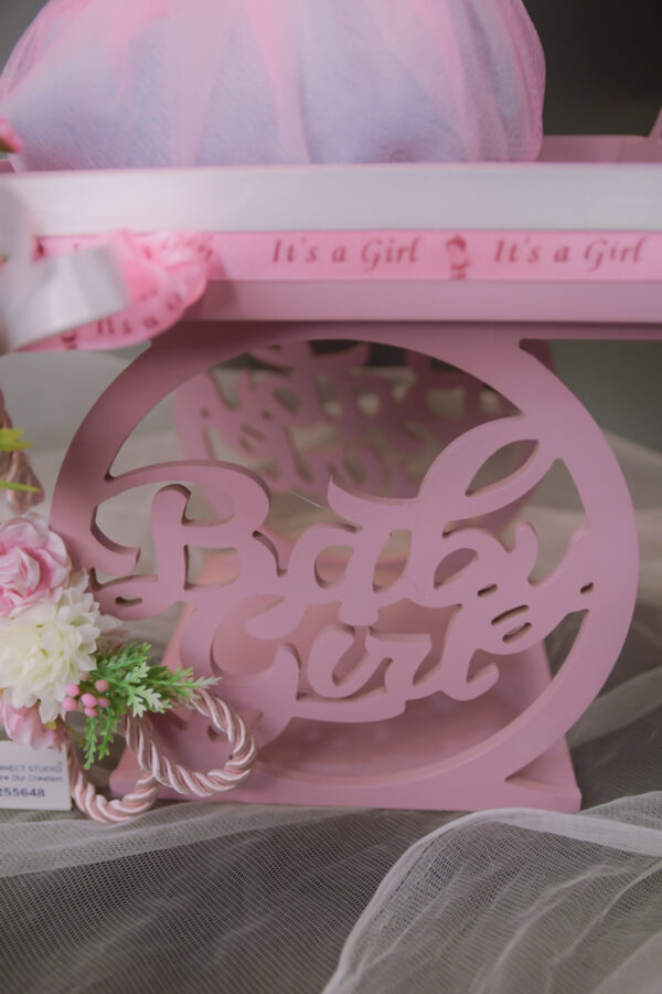 Pink Laser Cut Pinewood Hamper - Image 5