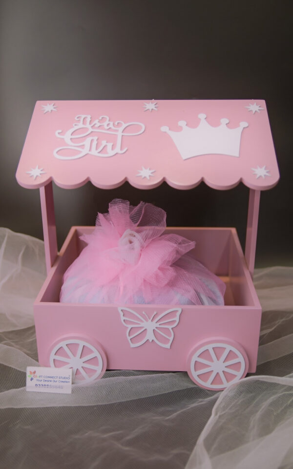 MDF Pink Painted Cart Hamper