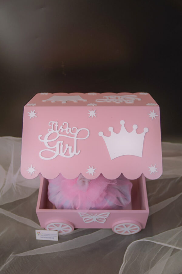 MDF Pink Painted Cart Hamper - Image 7