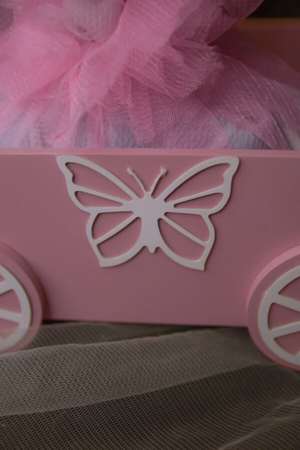 MDF Pink Painted Cart Hamper - Image 5