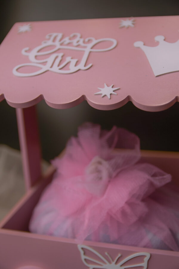 MDF Pink Painted Cart Hamper - Image 2