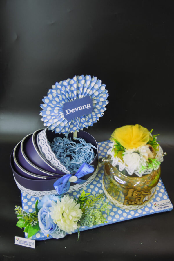 Cardboard Pram and Copper Glass Jar Combination Hamper - Image 5