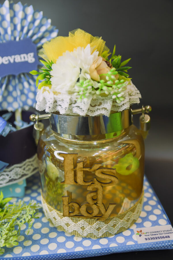 Cardboard Pram and Copper Glass Jar Combination Hamper - Image 4