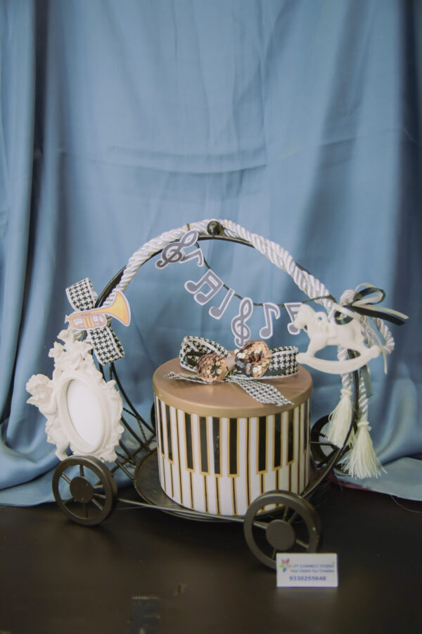 Metal Piano Jar with Cradle and Resin Embellishments