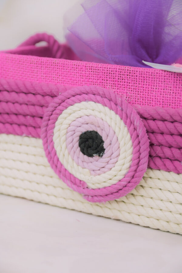 Cotton Rope Evil Eye Pink Basket - Image 4