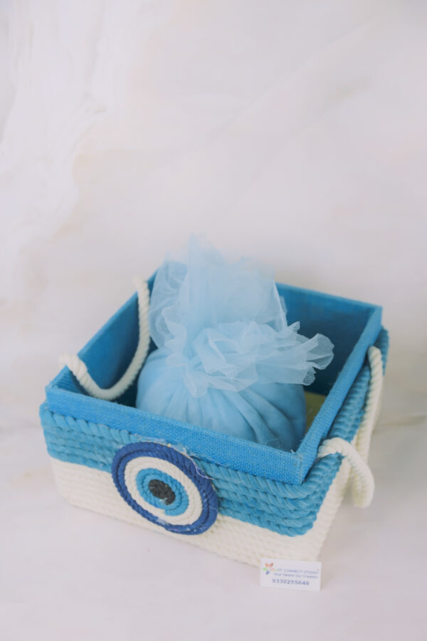 Cotton Rope Evil Eye Blue Basket