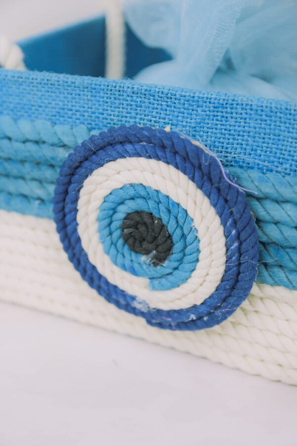 Cotton Rope Evil Eye Blue Basket - Image 4