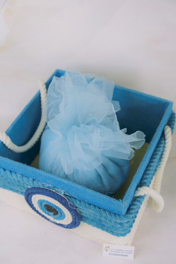 Cotton Rope Evil Eye Blue Basket - Image 2