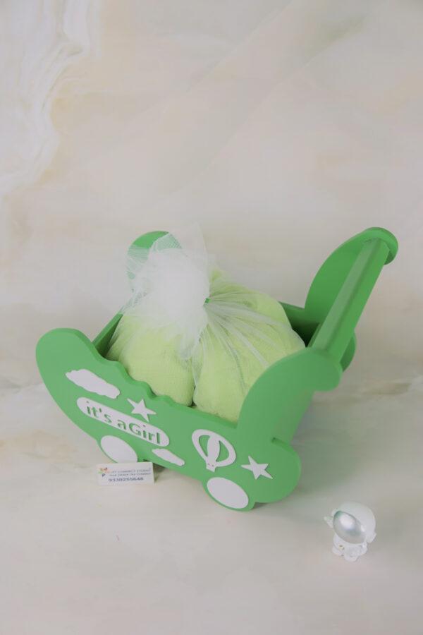 Mint Green Cot Wheel Hamper - Image 3